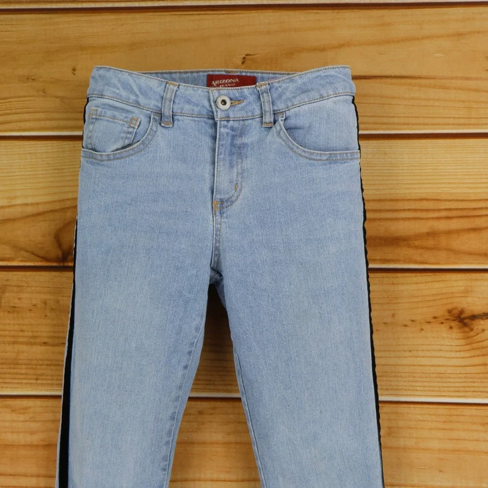 Arizona Skinny Jeans Girls Size 14 Blue‎ Cotton Blend Light Wash Mid Rise